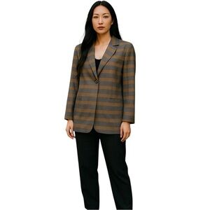 Boden Canonbury Coat Womens Size 14 Plus Purple Stripe Linen Woven Trench Jacket